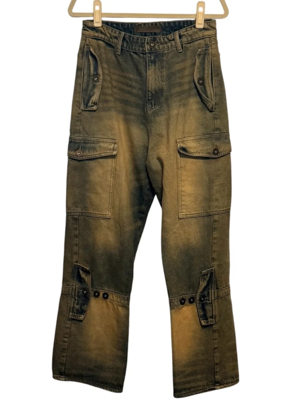 KDNK Men's ADV Baggy Cargo Jean Size 28 Tinted Blue